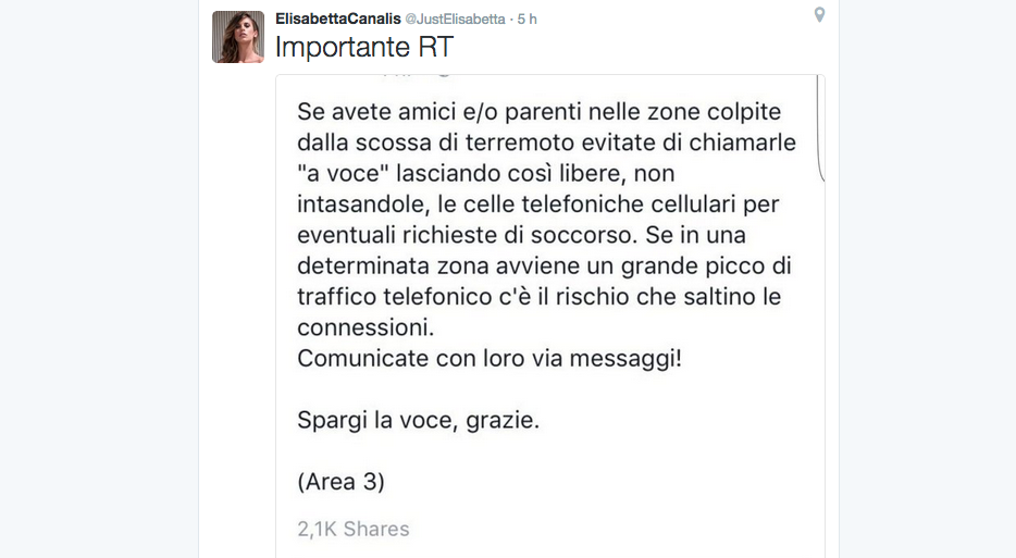 Terremoto, la solidarietà vip corre sui social network Terremoto, la solidarietà vip corre sui social network