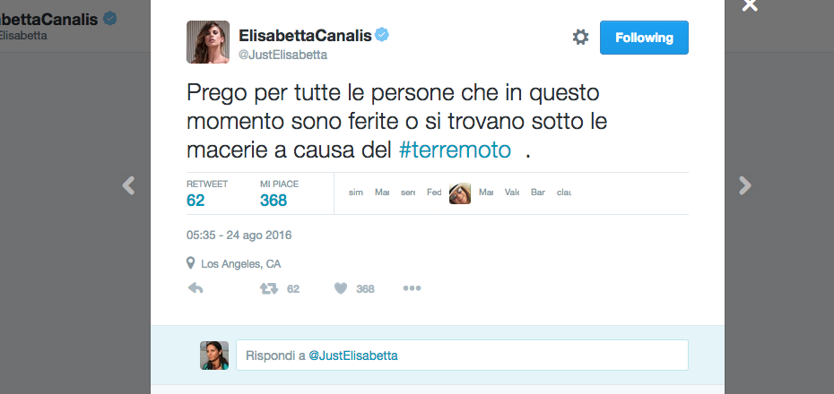 Terremoto, la solidarietà vip corre sui social network Terremoto, la solidarietà vip corre sui social network