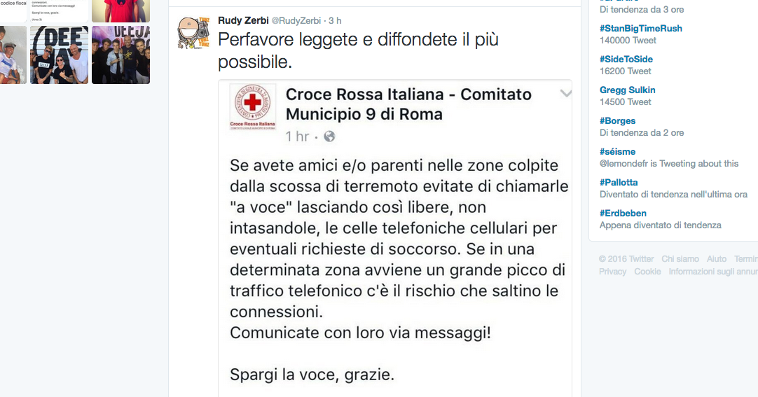 Terremoto, la solidarietà vip corre sui social network Terremoto, la solidarietà vip corre sui social network