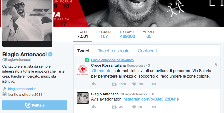 Terremoto, la solidarietà vip corre sui social network Terremoto, la solidarietà vip corre sui social network
