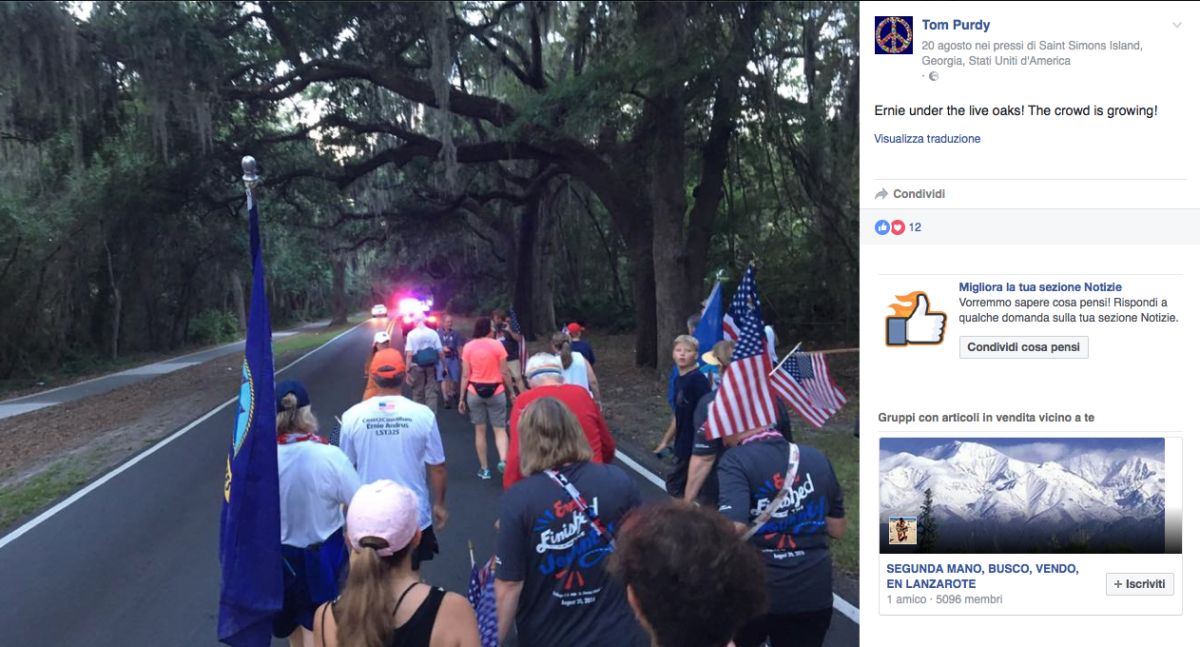 Ha 93 anni il veterano che ha attraversato gli USA a piedi