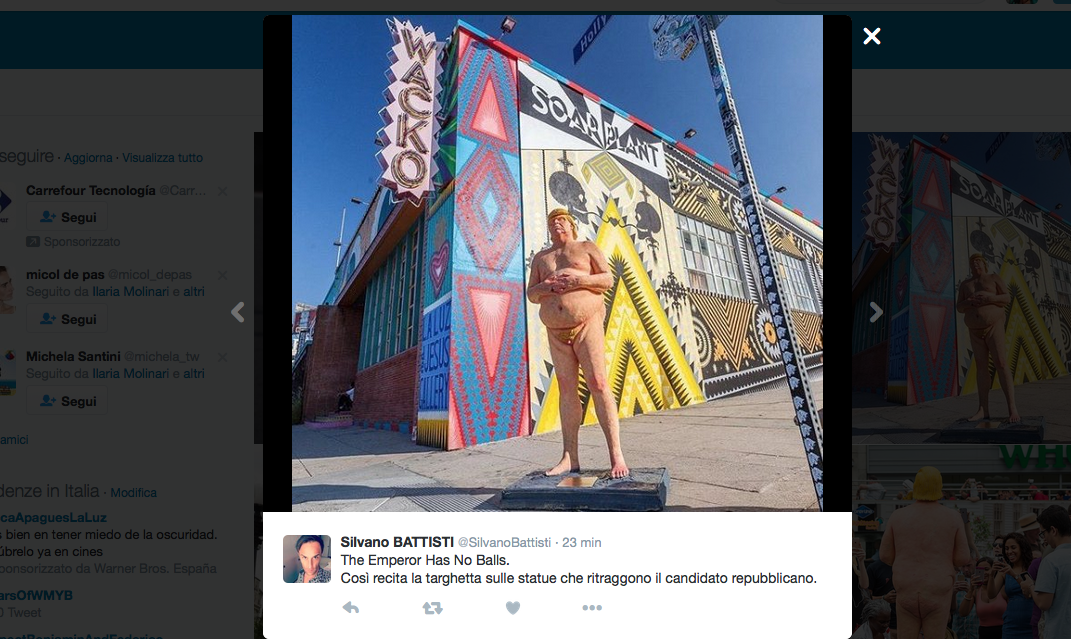 Donald Trump, spuntano le statue di nudo in giro per gli States Donald Trump, spuntano le statue di nudo in giro per gli States