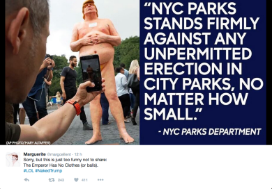 Donald Trump, spuntano le statue di nudo in giro per gli States