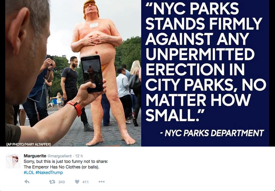 Donald Trump, spuntano le statue di nudo in giro per gli States Donald Trump, spuntano le statue di nudo in giro per gli States