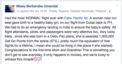 Bimba nasce in volo: un milione di miglia gratis per la piccola Haven Bimba nasce in volo: un milione di miglia gratis per la piccola Haven