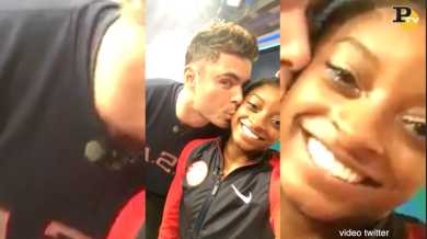 Zac Efron, il bacio a Simone Biles, Rio 2016 | video