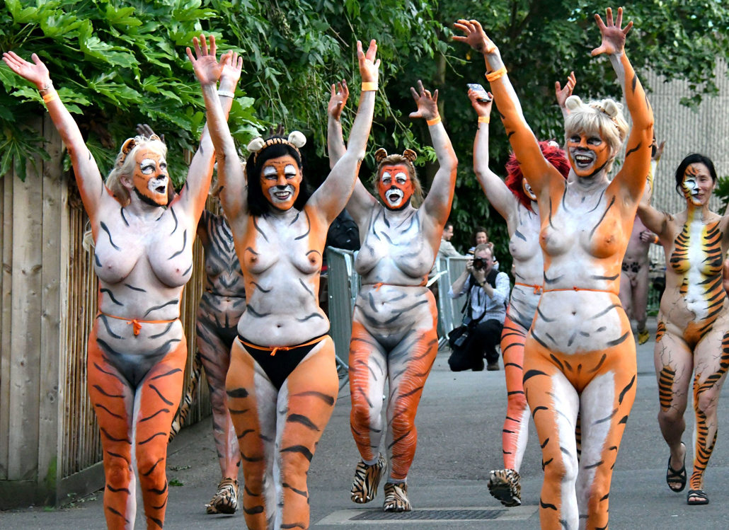 Nude e dipinte per aiutare le tigri