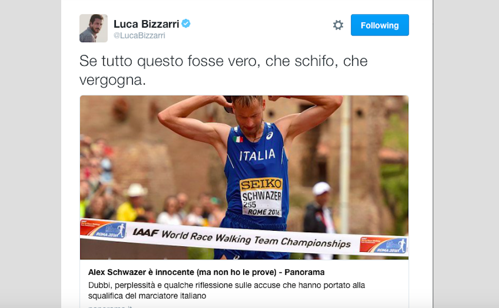 Caso Schwazer: colpa o complotto? Le reazioni di vip e tifosi Caso Schwazer: colpa o complotto? Le reazioni di vip e tifosi
