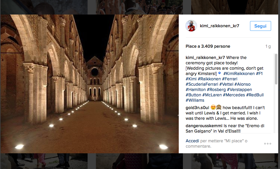 Kimi Raikkonen, matrimonio in Toscana Kimi Raikkonen, matrimonio in Toscana