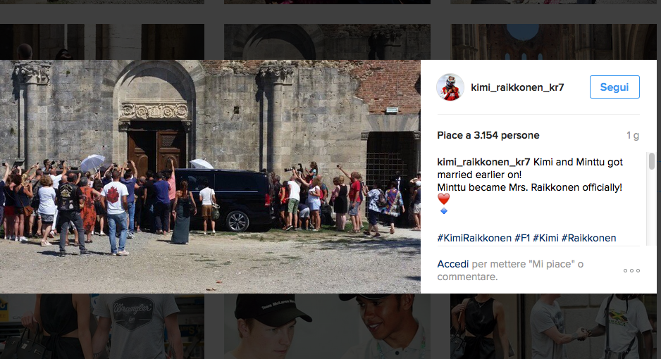 Kimi Raikkonen, matrimonio in Toscana Kimi Raikkonen, matrimonio in Toscana