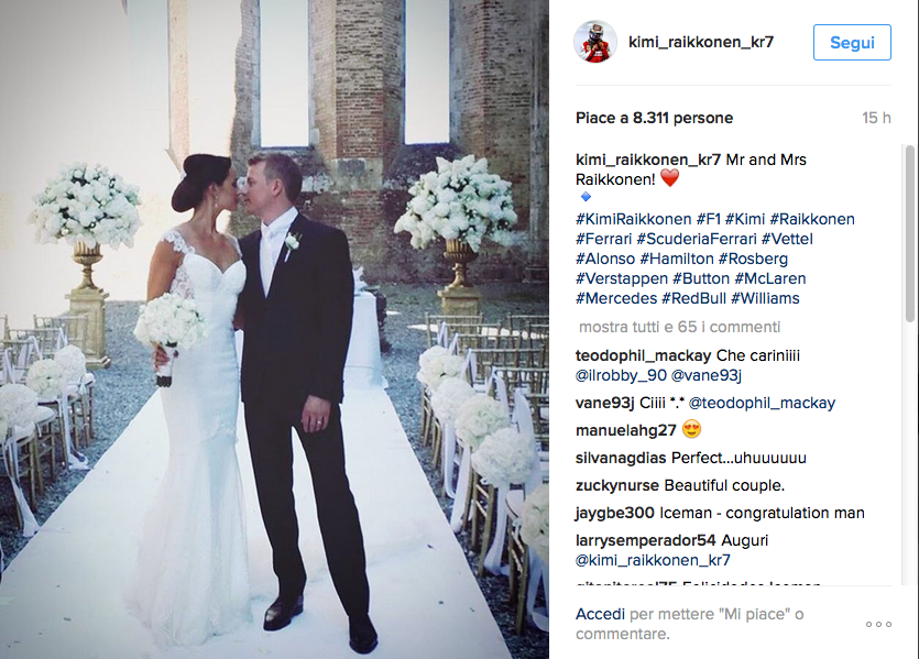 Kimi Raikkonen, matrimonio in Toscana Kimi Raikkonen, matrimonio in Toscana
