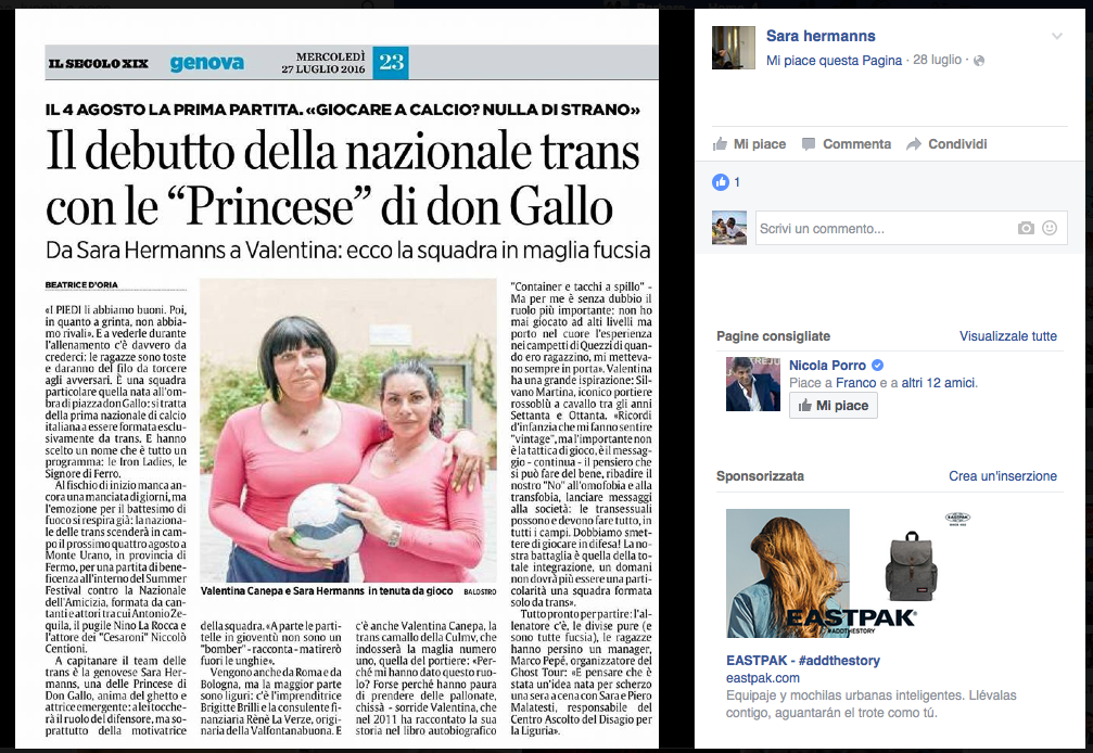 A Genova la prima squadra di calcio di sole trans