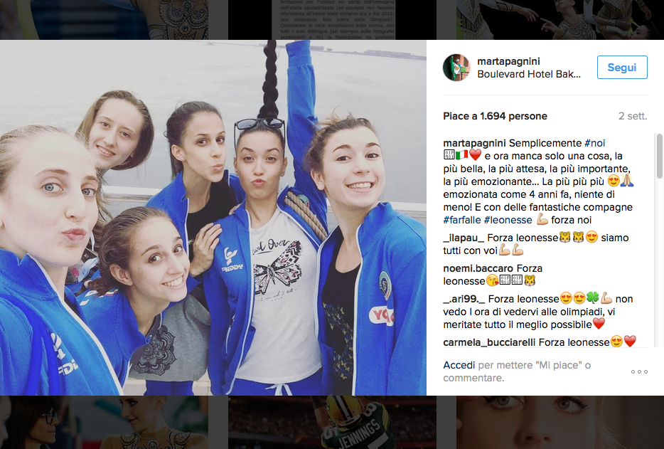 Sui social il dietro le quinte degli azzurri a Rio 2016 Sui social il dietro le quinte degli azzurri a Rio 2016