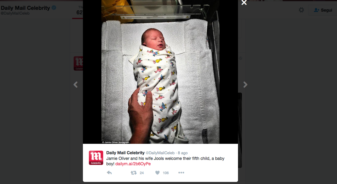 Jamie Oliver padre per la quinta volta Jamie Oliver padre per la quinta volta