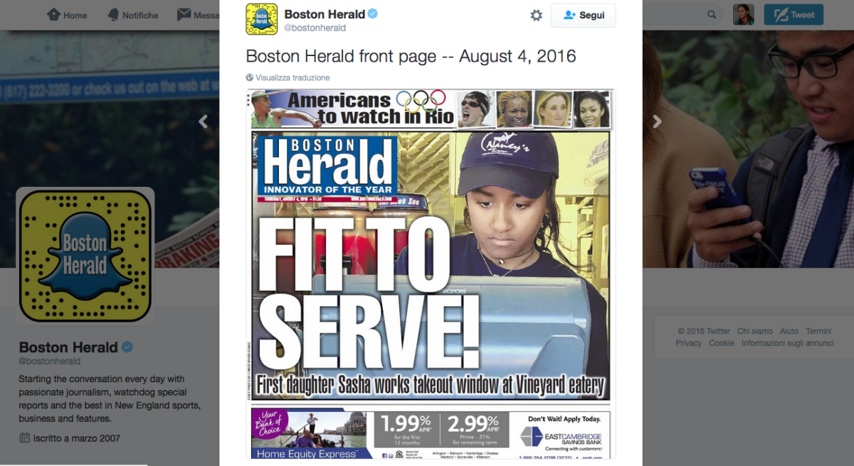 Galleria foto 'Sasha Obama, estate da cameriera' - foto 12