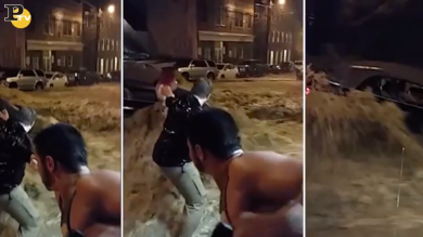 Alluvione Maryland: donna salvata da catena umana |video