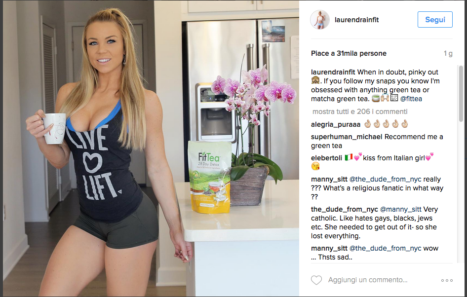 Lauren Drain, la guru del fitness che piace a Instagram