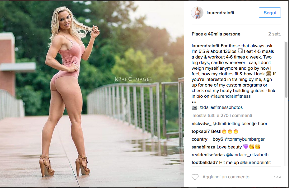 Lauren Drain, la guru del fitness che piace a Instagram