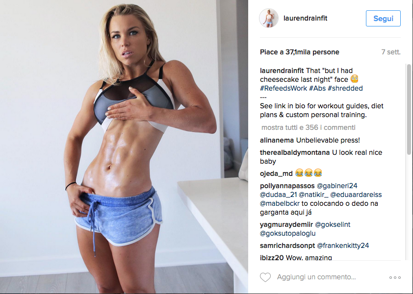 Lauren Drain, la guru del fitness che piace a Instagram