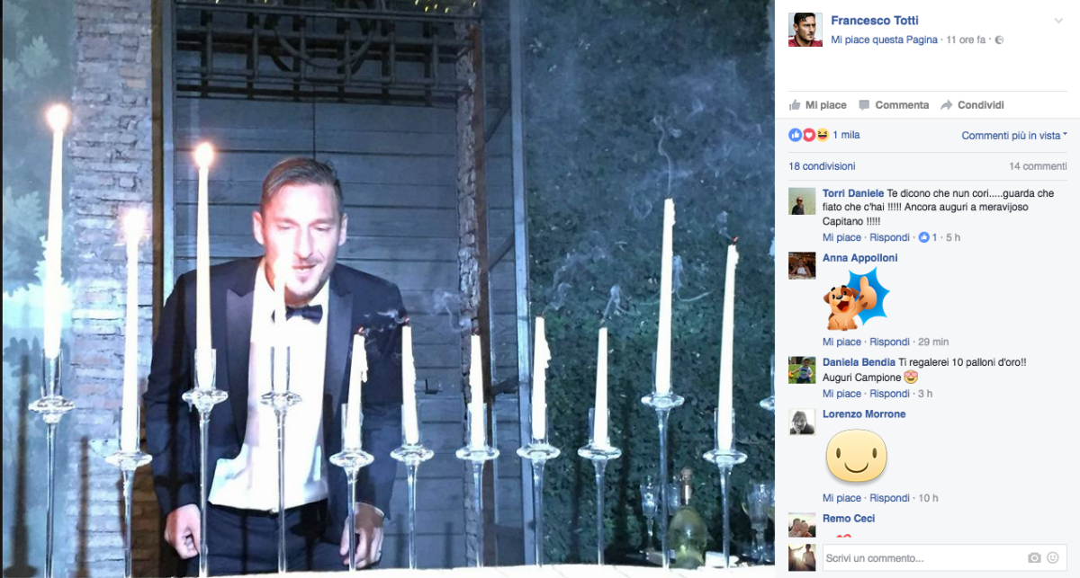 #Totti40: 300 vip e decine di auguri per il compleanno del Capitano #Totti40: 300 vip e decine di auguri per il compleanno del Capitano