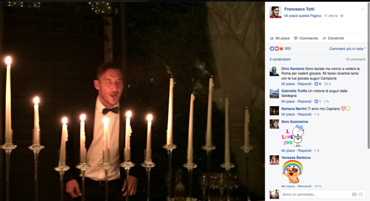 #Totti40: 300 vip e decine di auguri per il compleanno del Capitano #Totti40: 300 vip e decine di auguri per il compleanno del Capitano