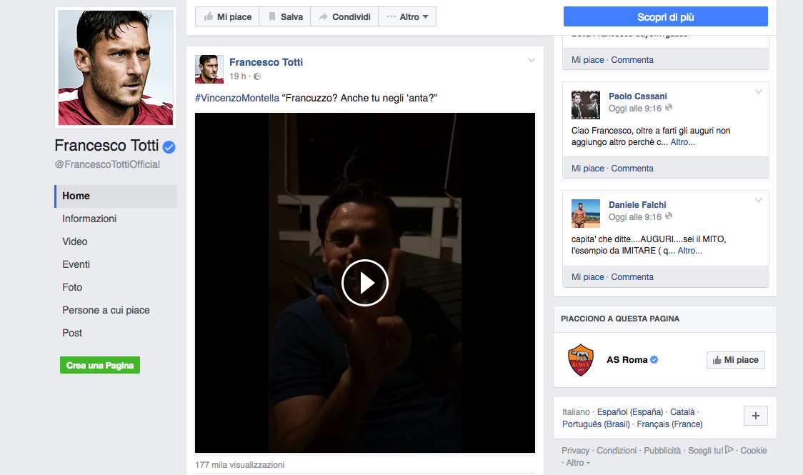 #Totti40: 300 vip e decine di auguri per il compleanno del Capitano #Totti40: 300 vip e decine di auguri per il compleanno del Capitano