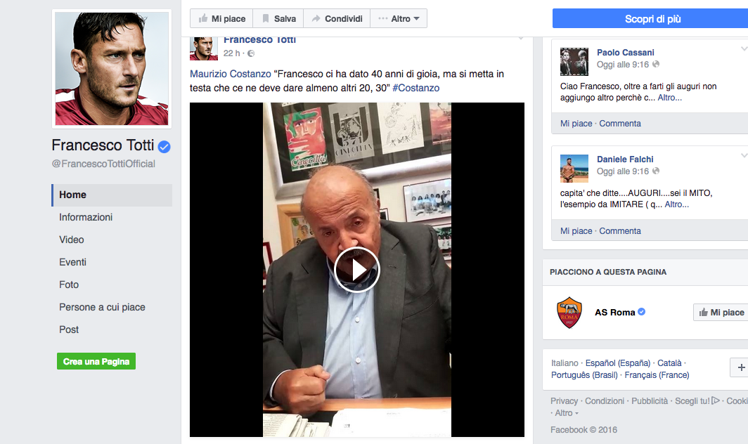 #Totti40: 300 vip e decine di auguri per il compleanno del Capitano #Totti40: 300 vip e decine di auguri per il compleanno del Capitano