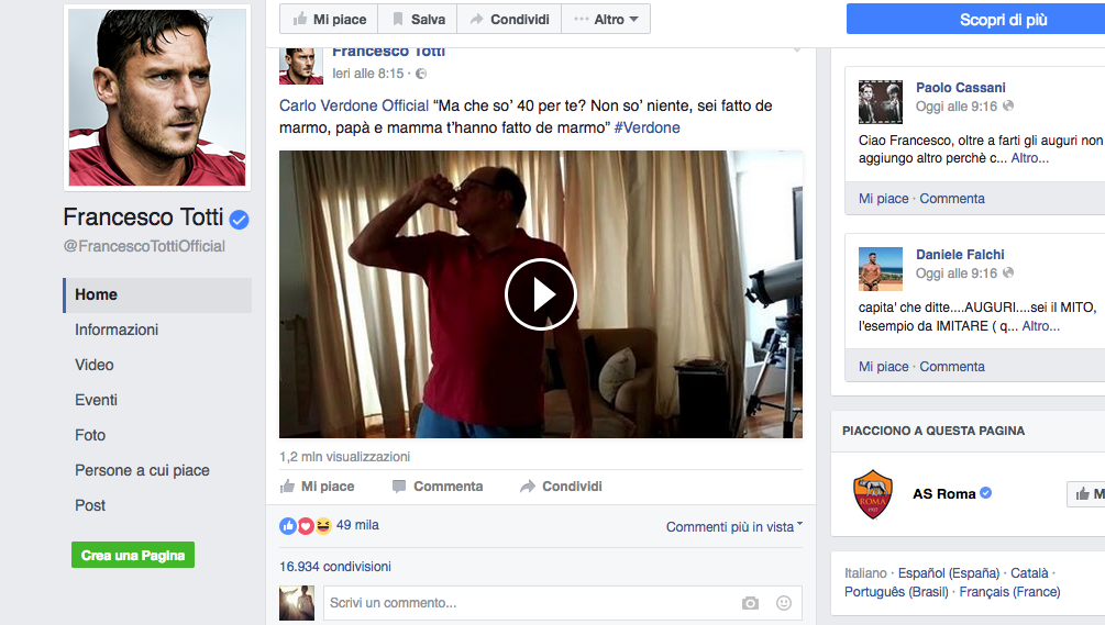 #Totti40: 300 vip e decine di auguri per il compleanno del Capitano #Totti40: 300 vip e decine di auguri per il compleanno del Capitano