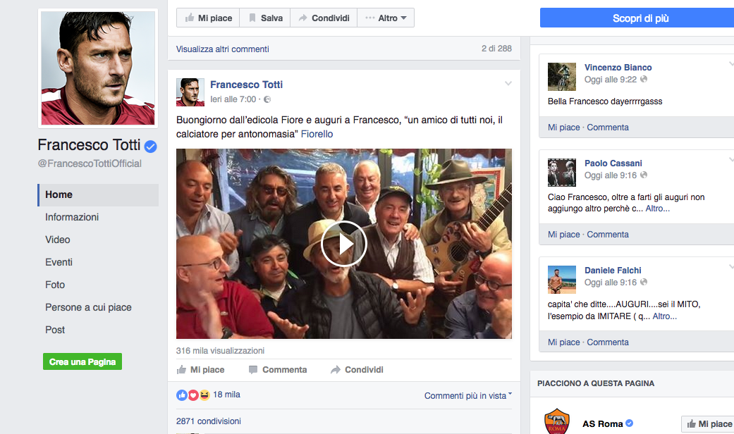 #Totti40: 300 vip e decine di auguri per il compleanno del Capitano #Totti40: 300 vip e decine di auguri per il compleanno del Capitano