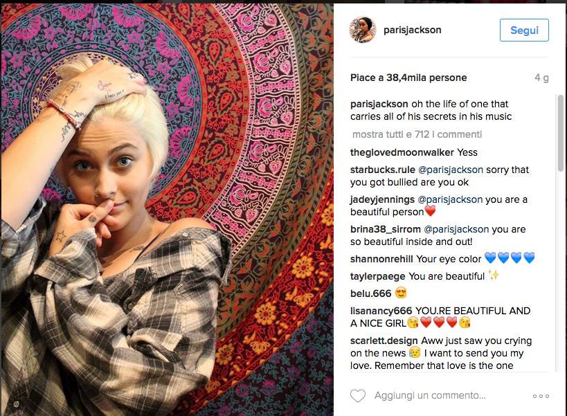 Paris Jackson: “Gli haters mi hanno spinta al suicidio”