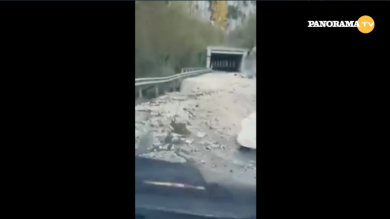 Terremoto: frana sulla Valnerina, Visso, dopo la scossa | video