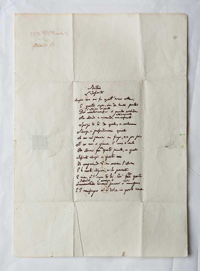 Terremoto: l'”Infinito” di Leopardi dal museo di Visso andrà a Bologna Terremoto: l'”Infinito” di Leopardi dal museo di Visso andrà a Bologna