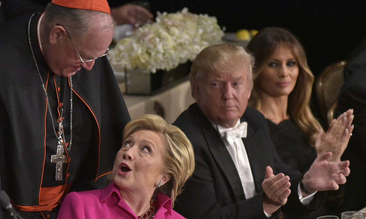 USA, Clinton e Trump alla “cena ironica” col cardinale Nolan