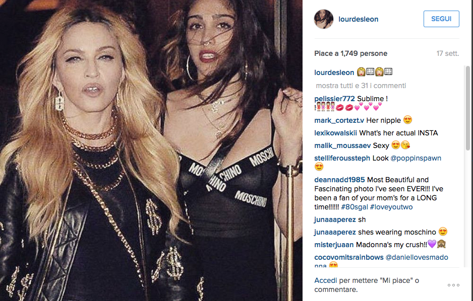 Lourdes: selfie hot per la figlia di Madonna