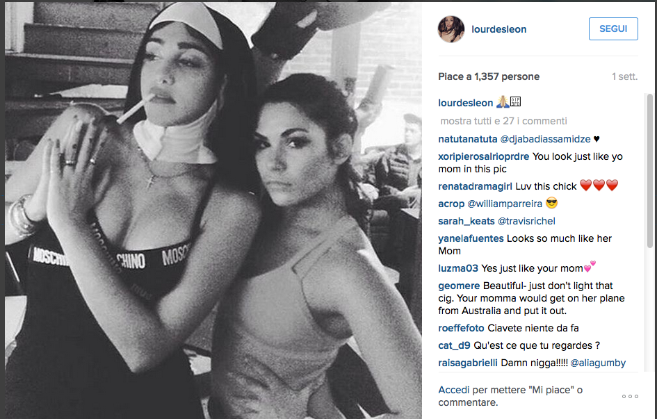 Lourdes: selfie hot per la figlia di Madonna