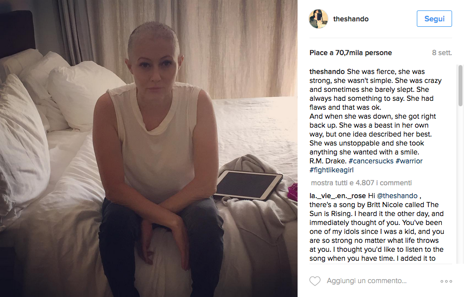 Shannen Doherty contro il cancro con l’amore Shannen Doherty contro il cancro con l’amore