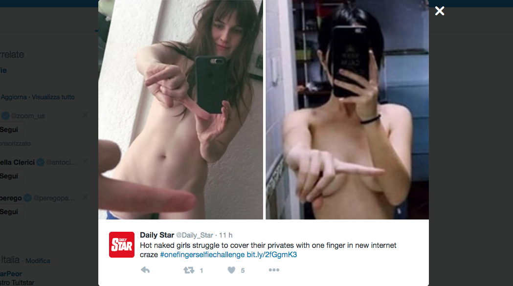 #onefingerselfiechallenge: nudi sì, ma dietro un dito