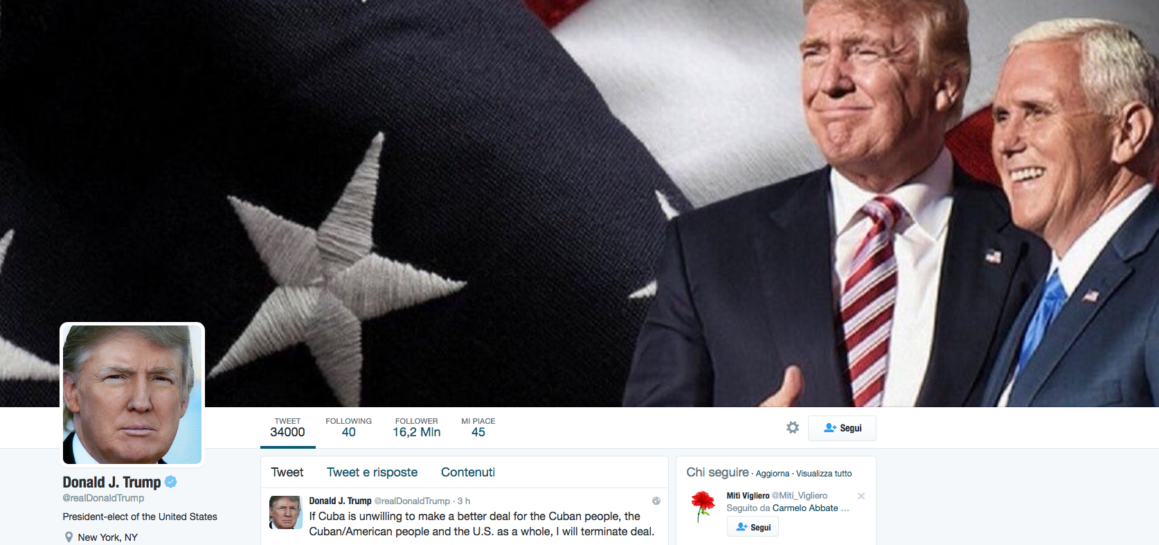 Trump su Twitter: “Se Cuba non migliora, sarà la fine del disgelo”