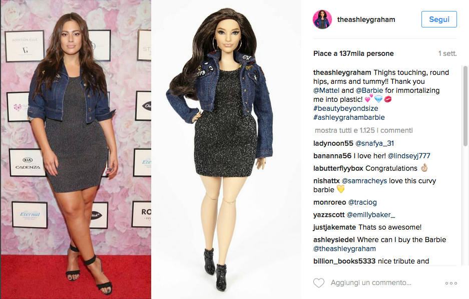 Presentata la Barbie curvy che somiglia a Ashley Graham