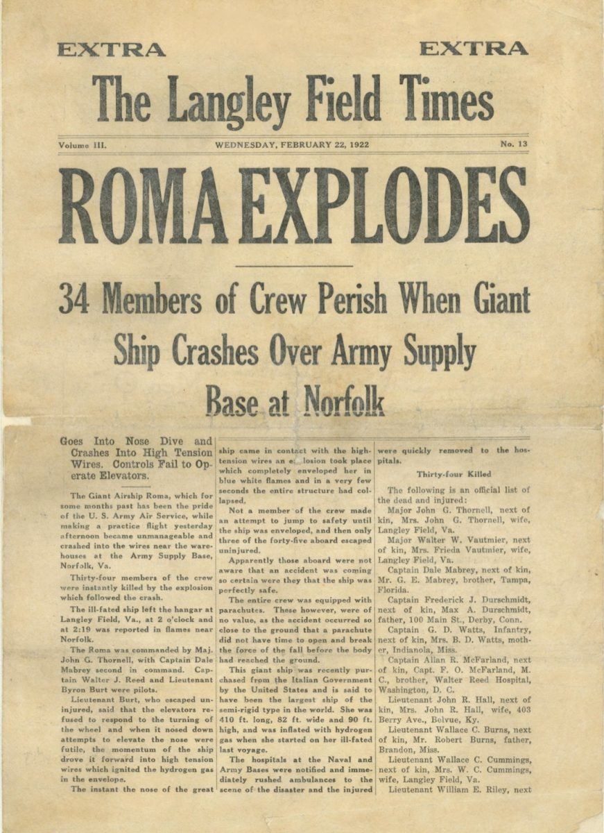 Il “Roma”: storia di un dirigibile italiano nei cieli d’America Il “Roma”: storia di un dirigibile italiano nei cieli d’America