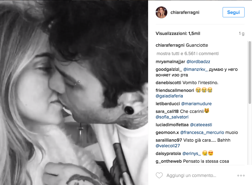Fedez – Ferragni, bacio social da 1,5 milioni di like