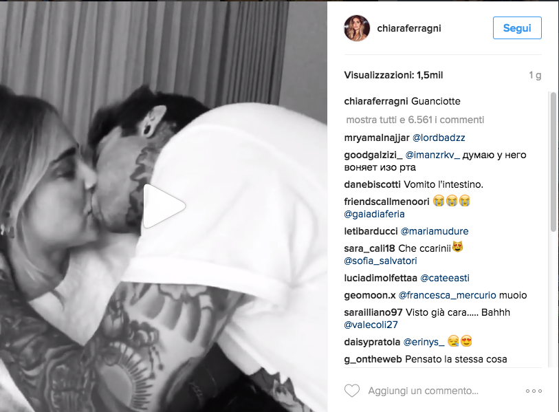 Fedez – Ferragni, bacio social da 1,5 milioni di like