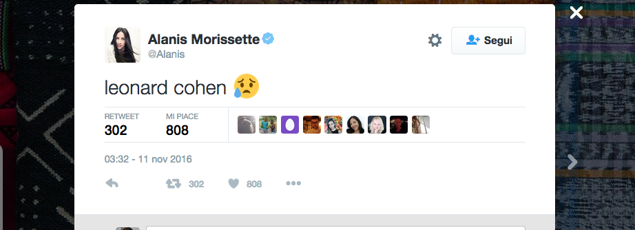 E’ morto Leonard Cohen, il cordoglio vip sui social network E’ morto Leonard Cohen, il cordoglio vip sui social network