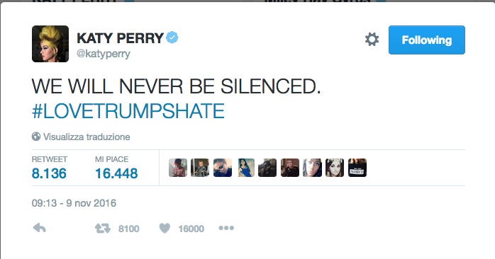 Trump presidente: le reazioni social dei vip Trump presidente: le reazioni social dei vip