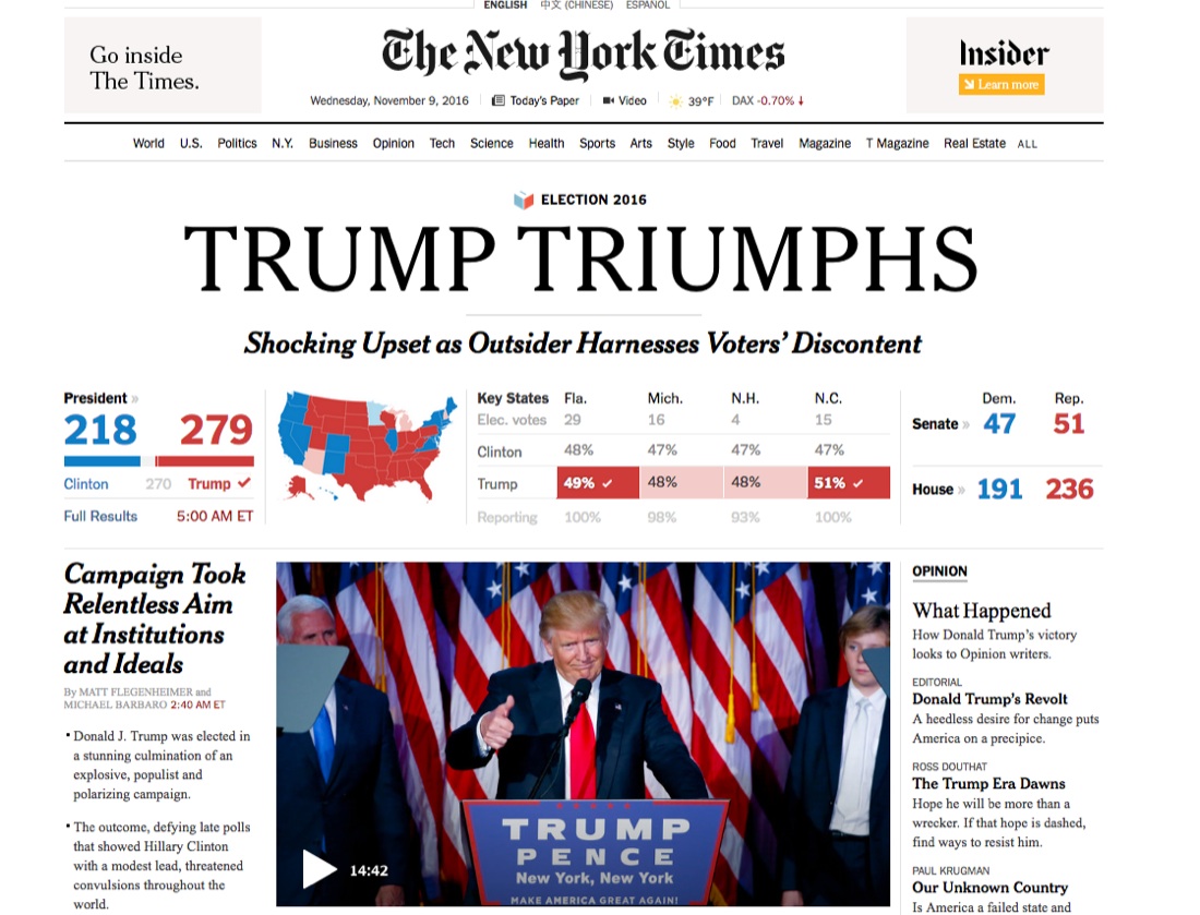 Donald Trump presidente: le reazioni della politica e della stampa internazionale Donald Trump presidente: le reazioni della politica e della stampa internazionale