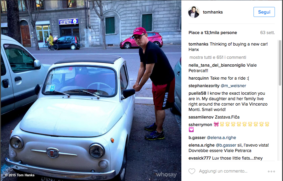 Tom Hanks e la passione italiana per le vecchie Fiat