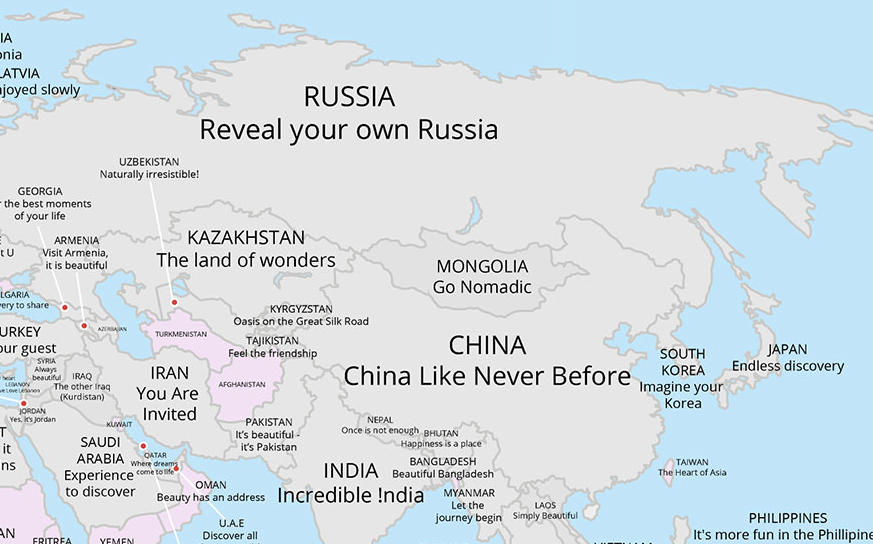 Viaggi, la mappa degli slogan turistici nel mondo Viaggi, la mappa degli slogan turistici nel mondo