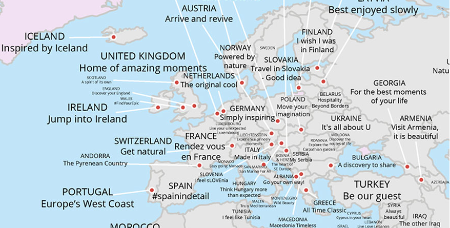 Viaggi, la mappa degli slogan turistici nel mondo Viaggi, la mappa degli slogan turistici nel mondo