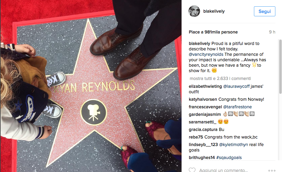 Ryan Reynolds ha la sua stella sul Walk of Fame