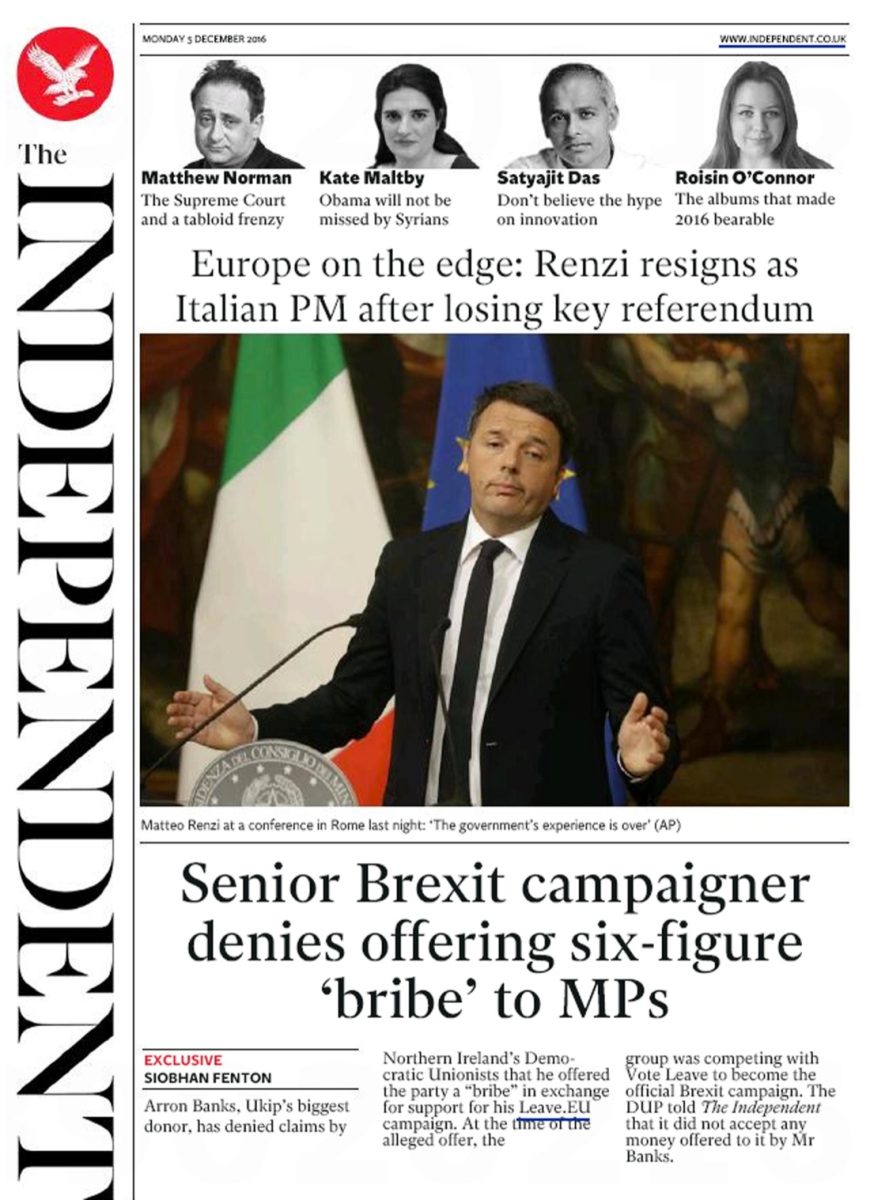 Referendum costituzionale, le dimissioni di Renzi fanno il giro del mondo Referendum costituzionale, le dimissioni di Renzi fanno il giro del mondo